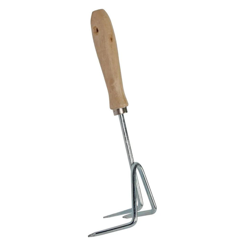 Handkrabber Verzinkt Staal | 3-Tands Handcultivator | Houten Handvat | 30 cm