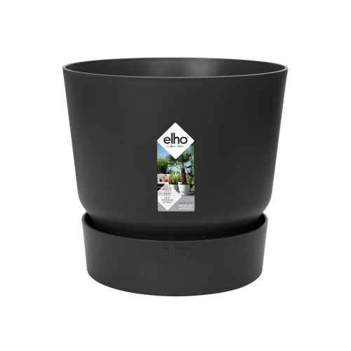 Elho Greenville Round Zwart - Moderne Design Pot voor Binnen en Buiten